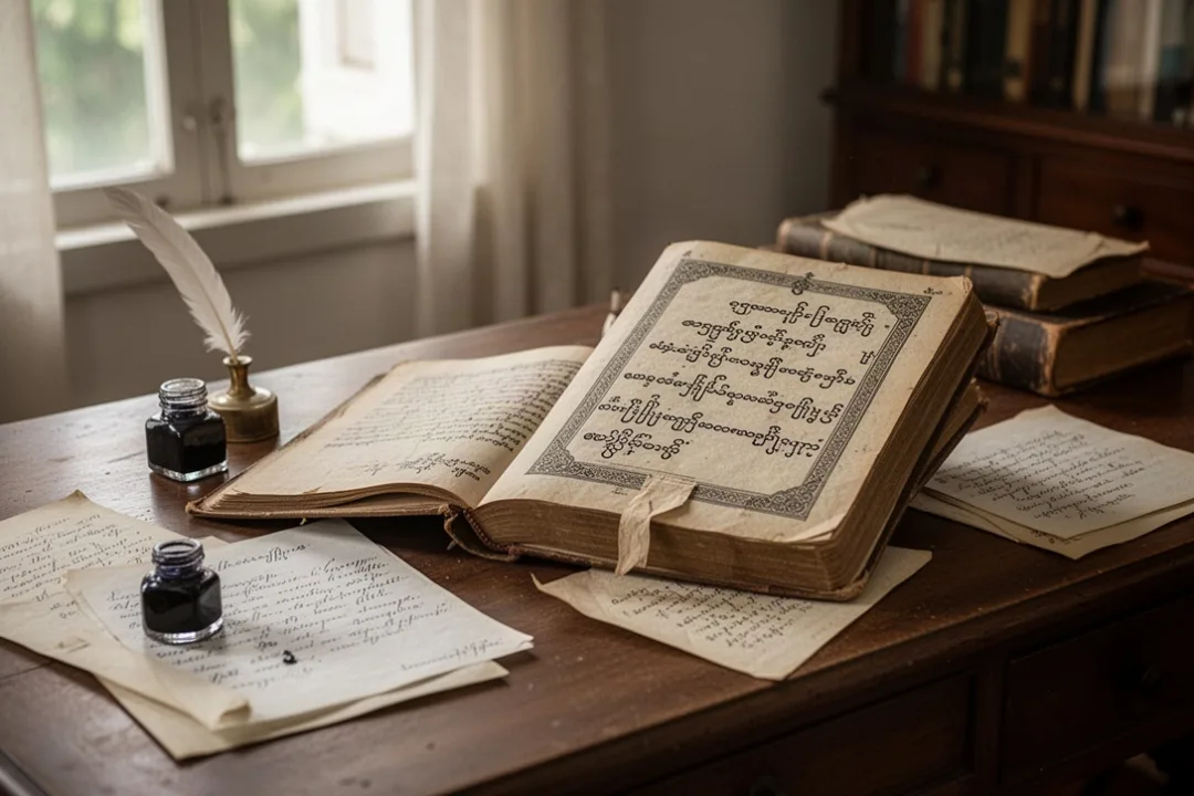 Burmese Bible translation workspace associated with Adoniram Judson