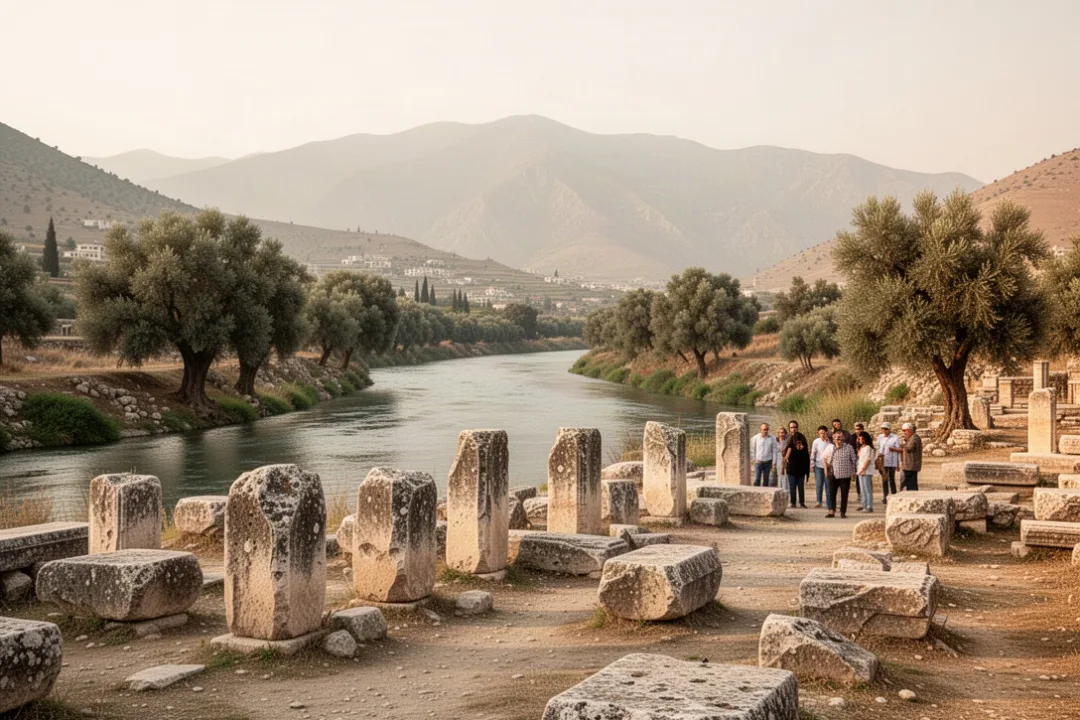 Orontes River valley and archaeological remains near ancient Antioch