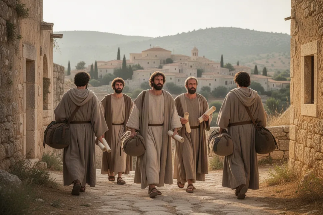 Early Christian messengers traveling to proclaim their faith
