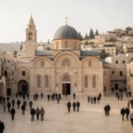 Bethlehem: where is the biblical city today? Manger Square and Church of the Nativity in Bethlehem