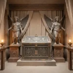 Cherub meaning: What cherubim represent in the Bible Reconstructed sanctuary interior with winged cherubim above the Ark
