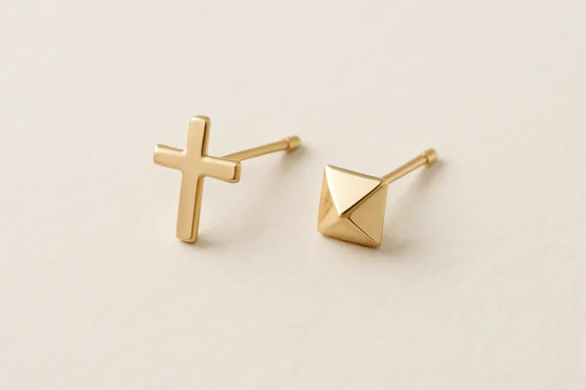 cross and stud earrings