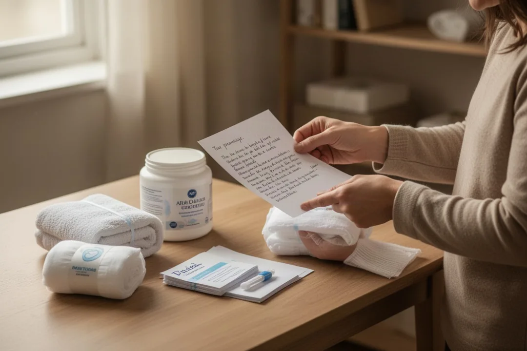 Person preparing thoughtful care items to honor a family commitment