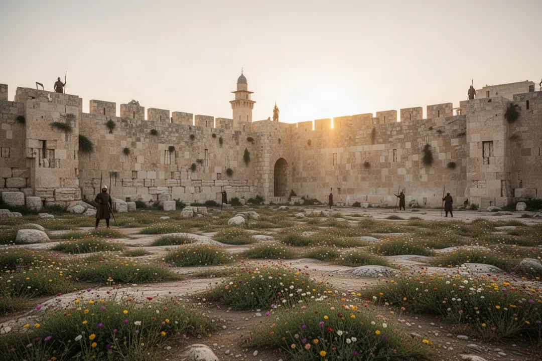 Restored Jerusalem landscape representing Hephzibah and biblical renewal