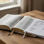 How many chapters are in the Bible? Open Bible showing numbered chapters beside a reading plan