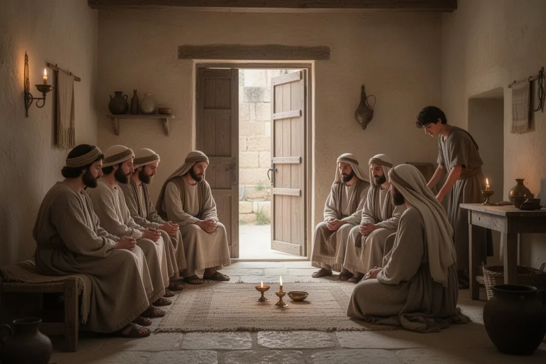 Believers praying in a Jerusalem home connected with John Mark