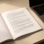 Justified meaning: definitions and examples Open report showing justified paragraph alignment on a desk