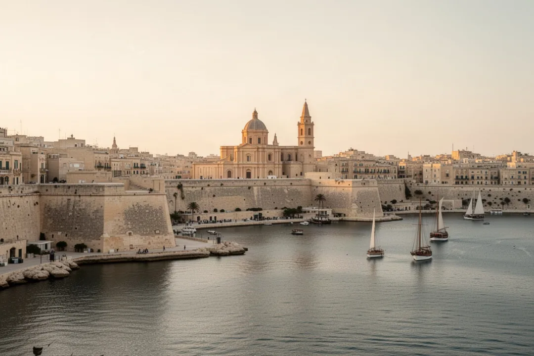 Valletta harbor and Hospitaller fortifications in Malta