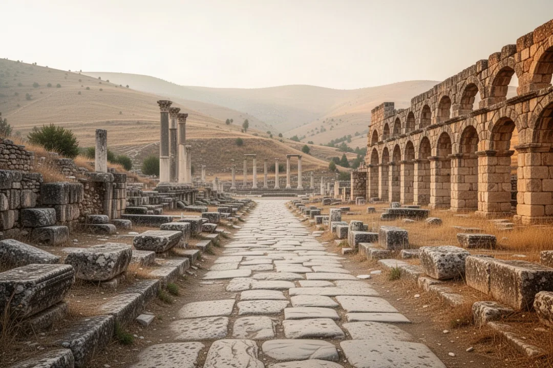 Ancient Laodicea ruins and aqueduct in the Lycus Valley