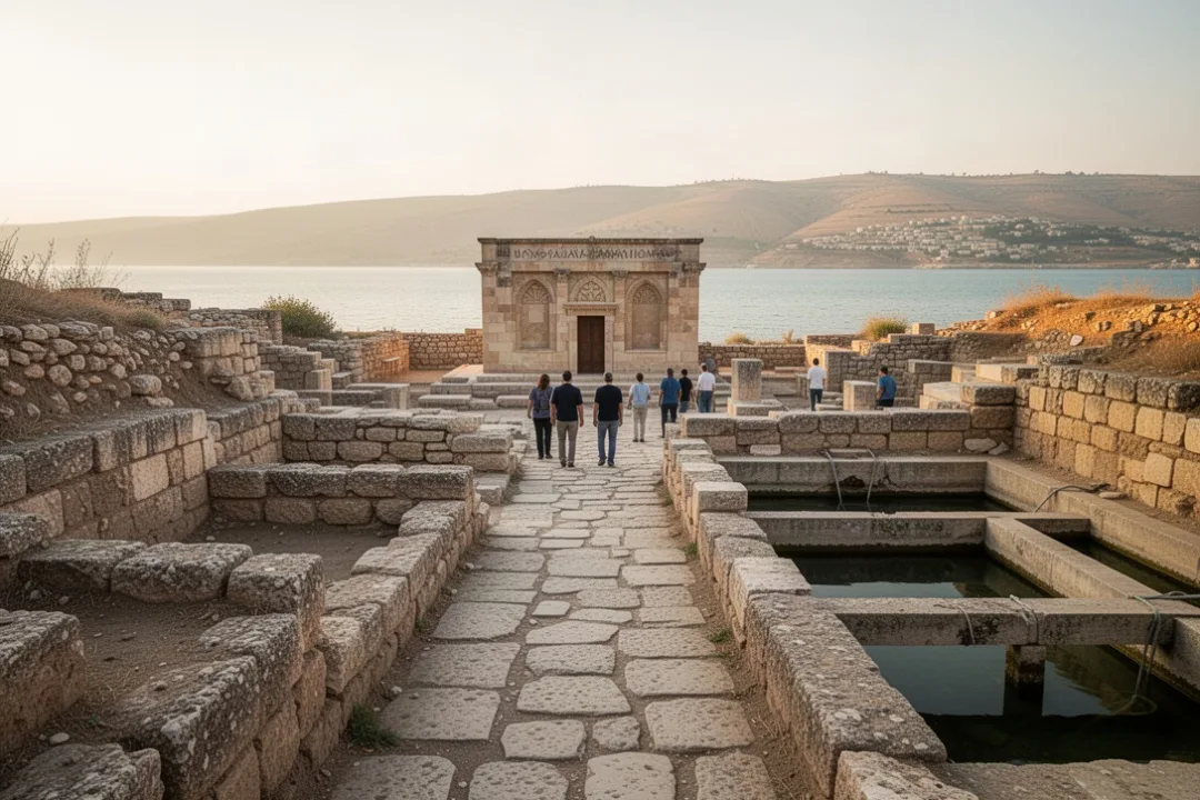 Ancient Magdala ruins beside the Sea of Galilee