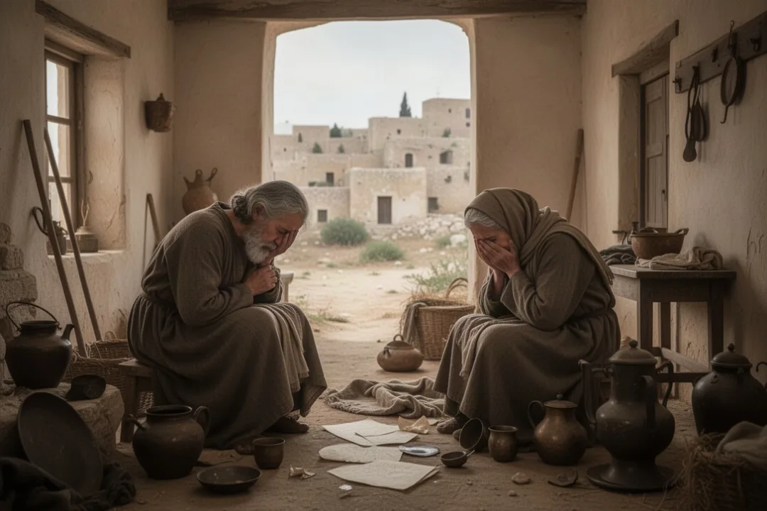 Bethlehem family mourning after Herod’s soldiers leave