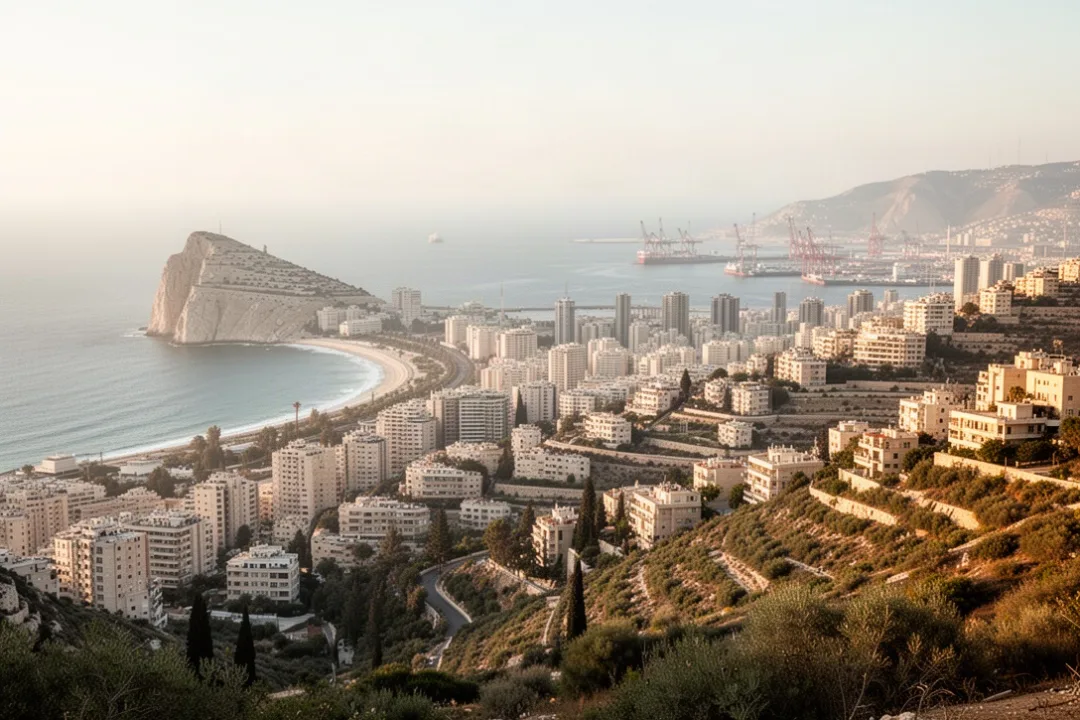 Mount Carmel hillside overlooking Haifa and the Mediterranean coast