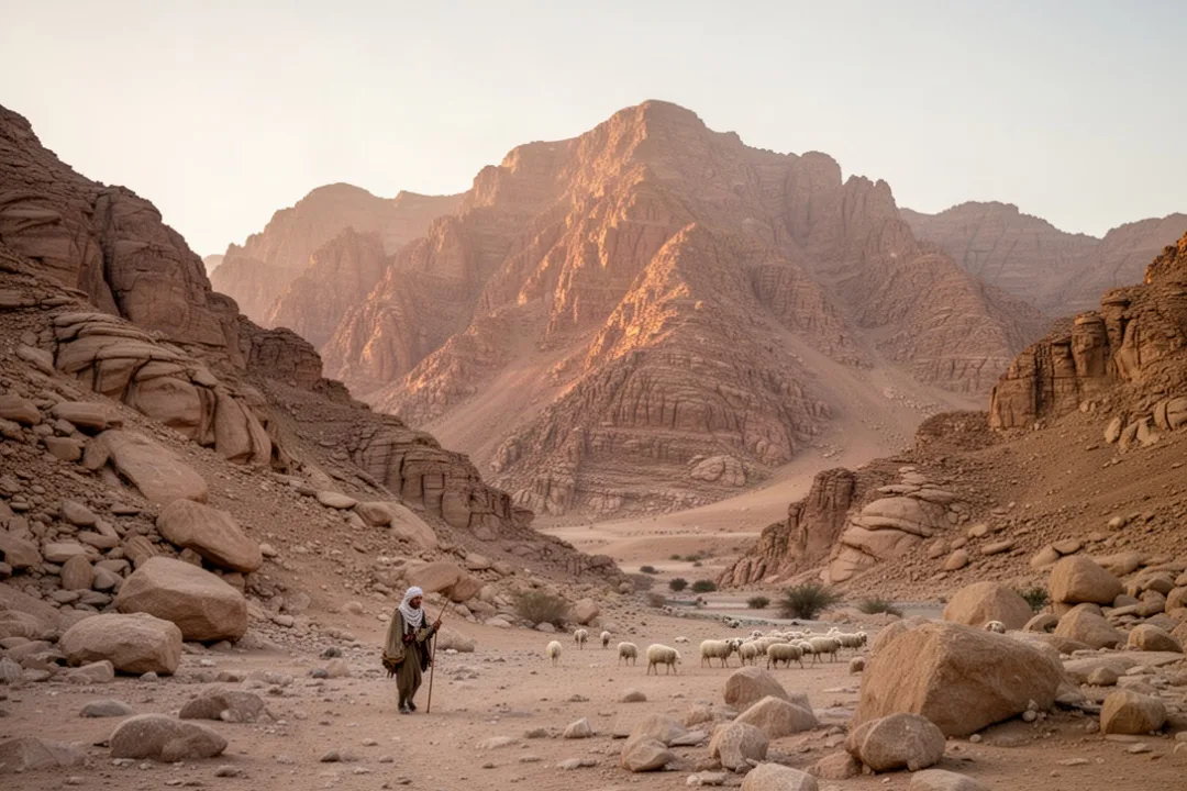 Rugged Sinai mountain landscape associated with Moses and Mount Horeb