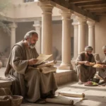 Ancient teacher reflecting on wisdom, work, and daily life