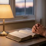 Shaddai: meaning, biblical use, and prayerful significance Open Bible and quiet prayer setting representing God Almighty