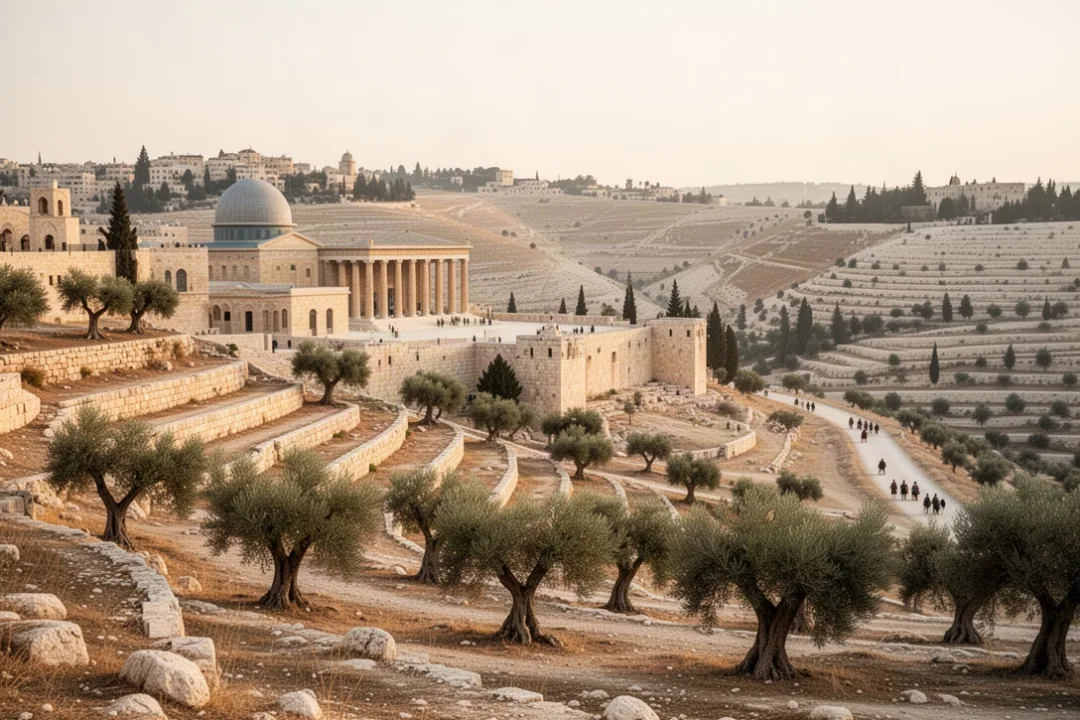 Ancient Jerusalem and Judean hills representing the tribe of Judah