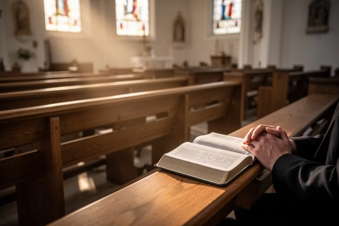 Dawn church sanctuary representing prayer for God’s kingdom
