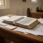 What the second commandment means and how to live it Open Bible and notes representing reflection on the second commandment