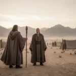 Who was Moses? His life, leadership, and legacy Moses overlooking an ancient Israelite desert camp at sunrise